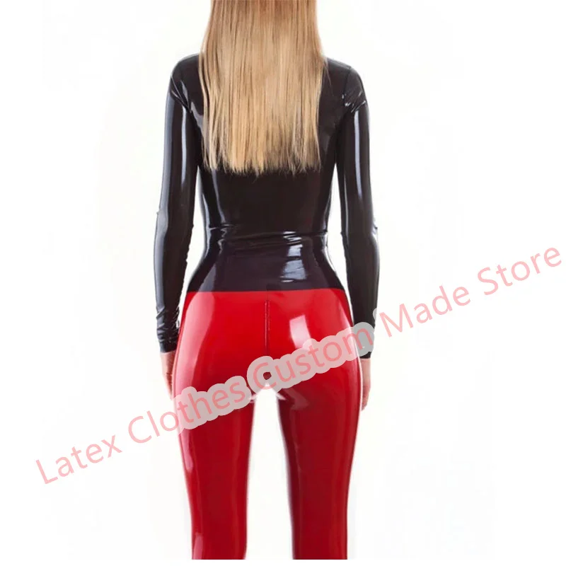 

Handmade Latex Top Rubber Suit Transparent Black Women Halloween Cosplay Costumes