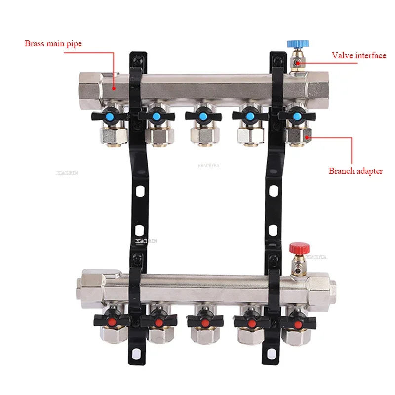 Manifolds De Aquecimento E Resfriamento, Distribuição De Água De Latão, Piso De Aquecimento, 2-10 Way