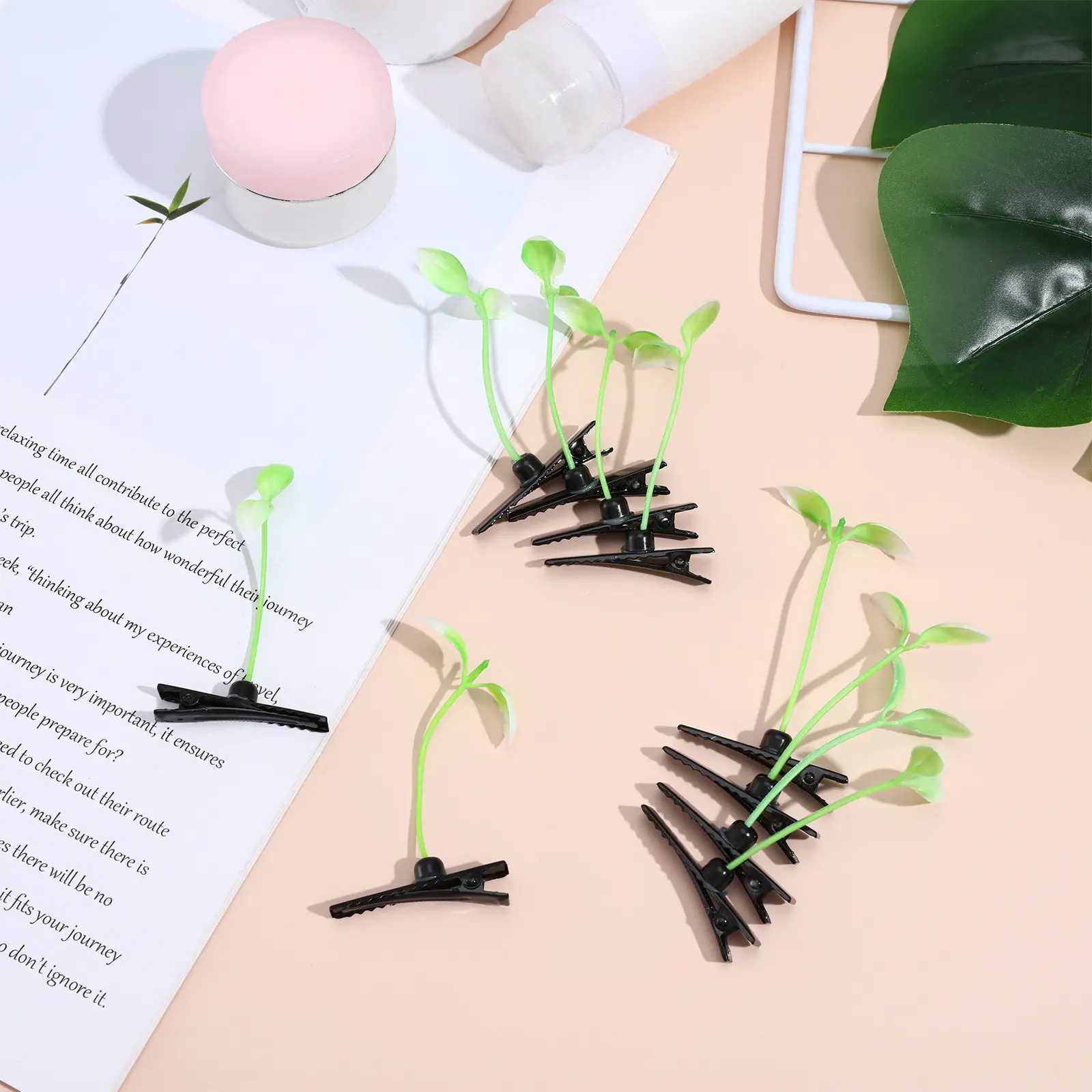 

10Pcs Sprout Clip Women Hairpin Delicate Metal Pe Hair Clip Headwear Sweet Elegant Party School Daily Wear Green