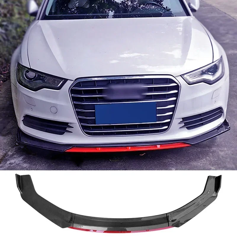 New！ Front Bumper Spoiler Protector Plate Lip Splitter for Audi A6 C7 Sedan 2012 - 2016 Type DGS Body Kit Carbon Surface Chin Sh