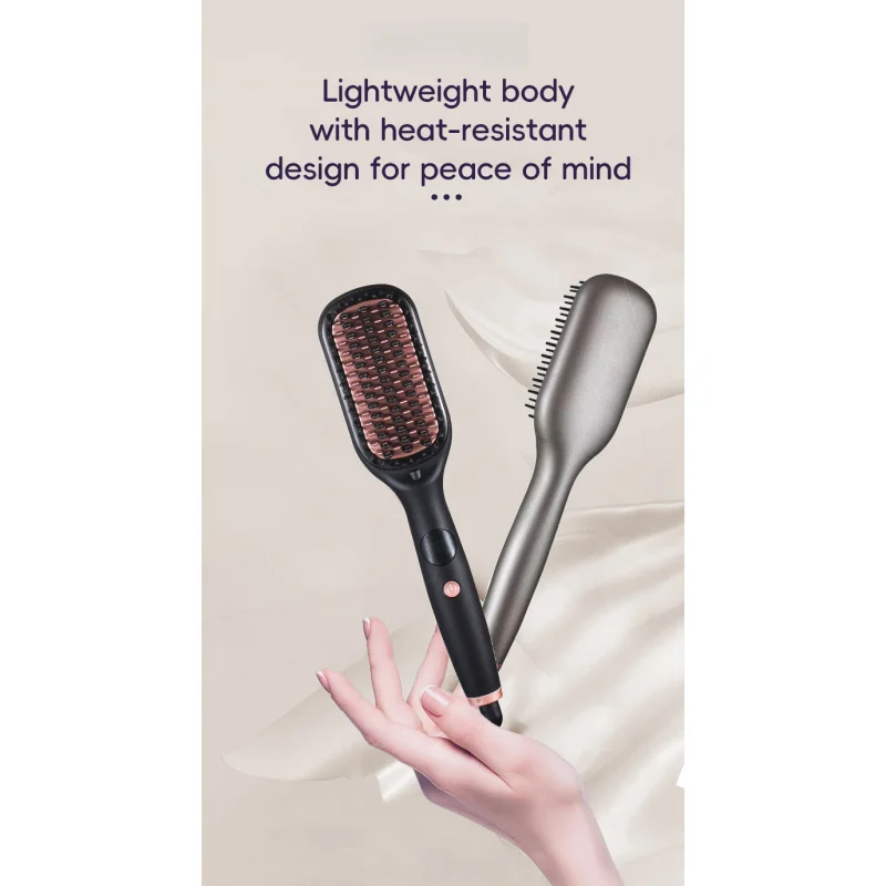 

Negative Ion Electric Hot Comb Anti-Scald Straightening Brush Multifunctional Hair Straightener for Home Travel Adjustable Tempe