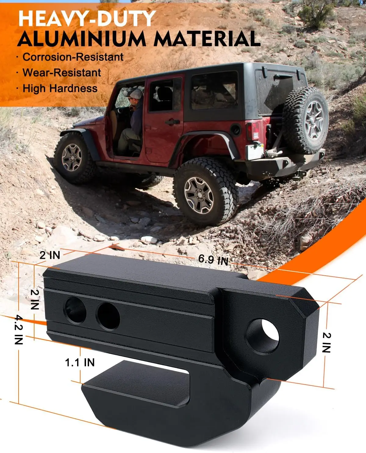 For Off-Road Pickups Trucks SUV Towing, Metal, Tow Hitch Slider with Locks Pin and Skid Protection