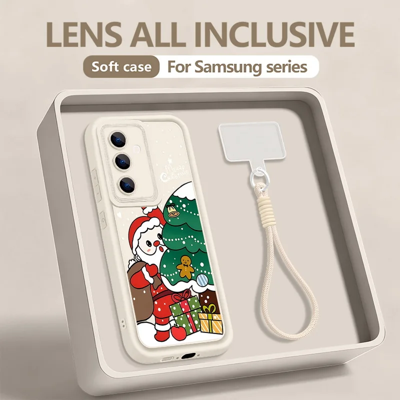 الكرتون سانتا كلوز عيد الميلاد الحبل الحال بالنسبة لسامسونج S25 حافة S24 الترا S23 S22 S21 FE A17 A54 A15 A35 A55 A16 A36 A56 5G كابا