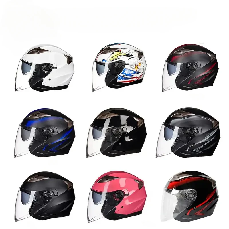 Motorcycle Helmet Half Face Double Lens Cool Casco Moto Four Seasons Men Women Street Fashion Helmet Capacete De Moto Safety