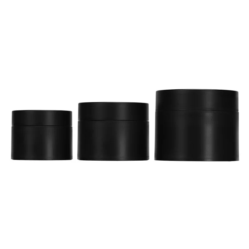 

20Pcs Empty Face Cream Pots Black Cosmetic Jar PET Plastic Refillable Bottle Skincare Matte Black Makeup Containers 30G 50G 100G