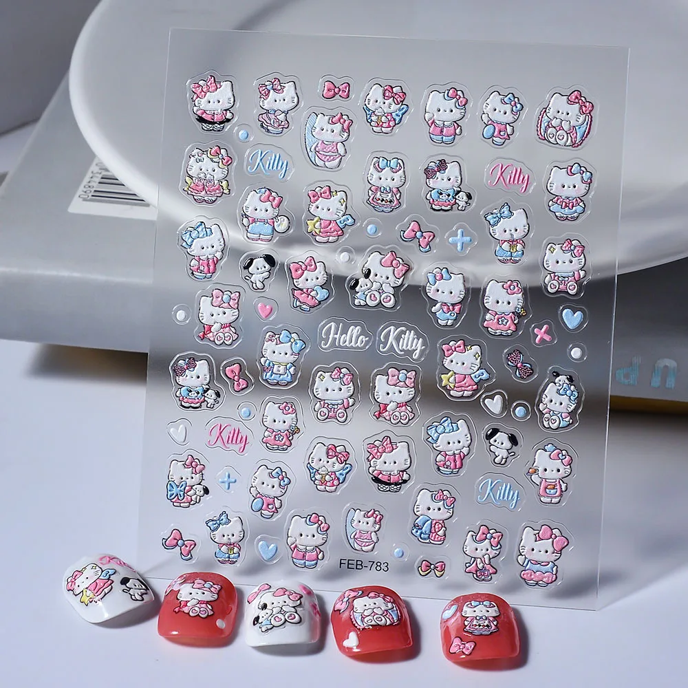 1 Pack Sanrio Hello Kitty 5D Sticky Nail Art Stickers Nail Art Decoration Stickers Anime Nail Art Supplies