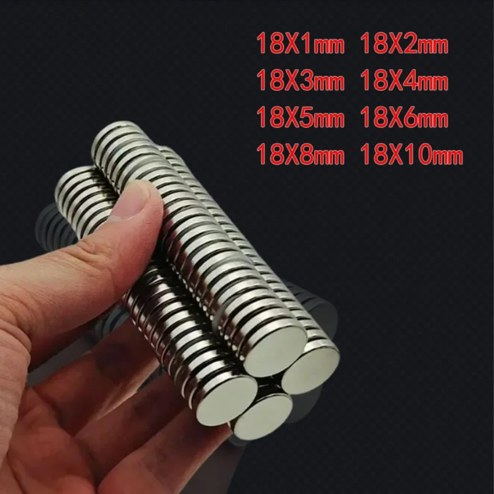 

N52 Magnet Strong magnetic cylindrical strong magnet 18x1/2/3/4/5/6/8/10mm high strength neodymium magnetic steel imane magnets