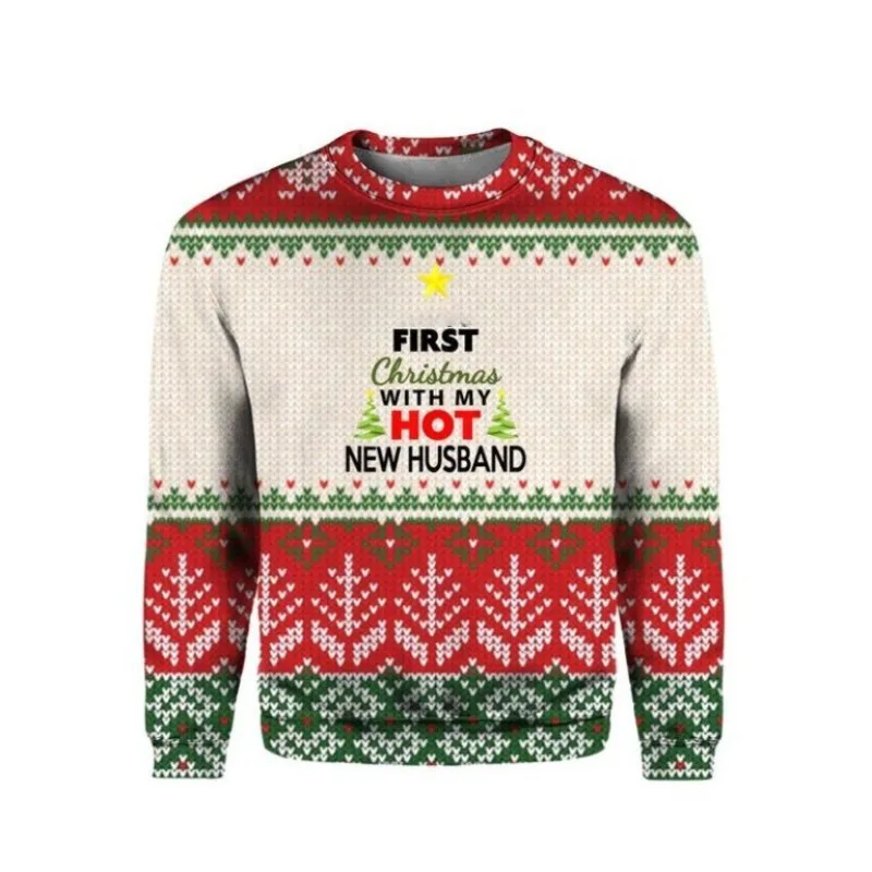 Christmas New Year Sweater For Men 2026 Winter Fashion Pullover Round Neck Long Sleeve Top High Quality Ugly Big Promotion Desig