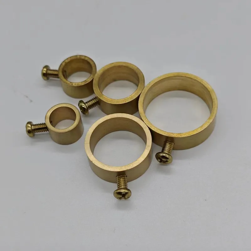 3pcs Brass ring DIY lighting fixture accessories straight tube lampshade fixing circular ring copper M10 M12 M16 M21 holder tube