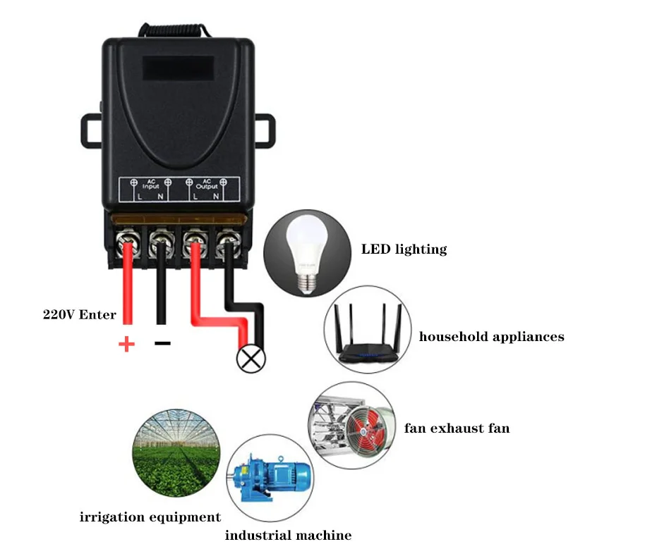 220V 30A relay receiver 433 Mhz high-power wireless switch Led light door garage door remote opening and closing wireless remote