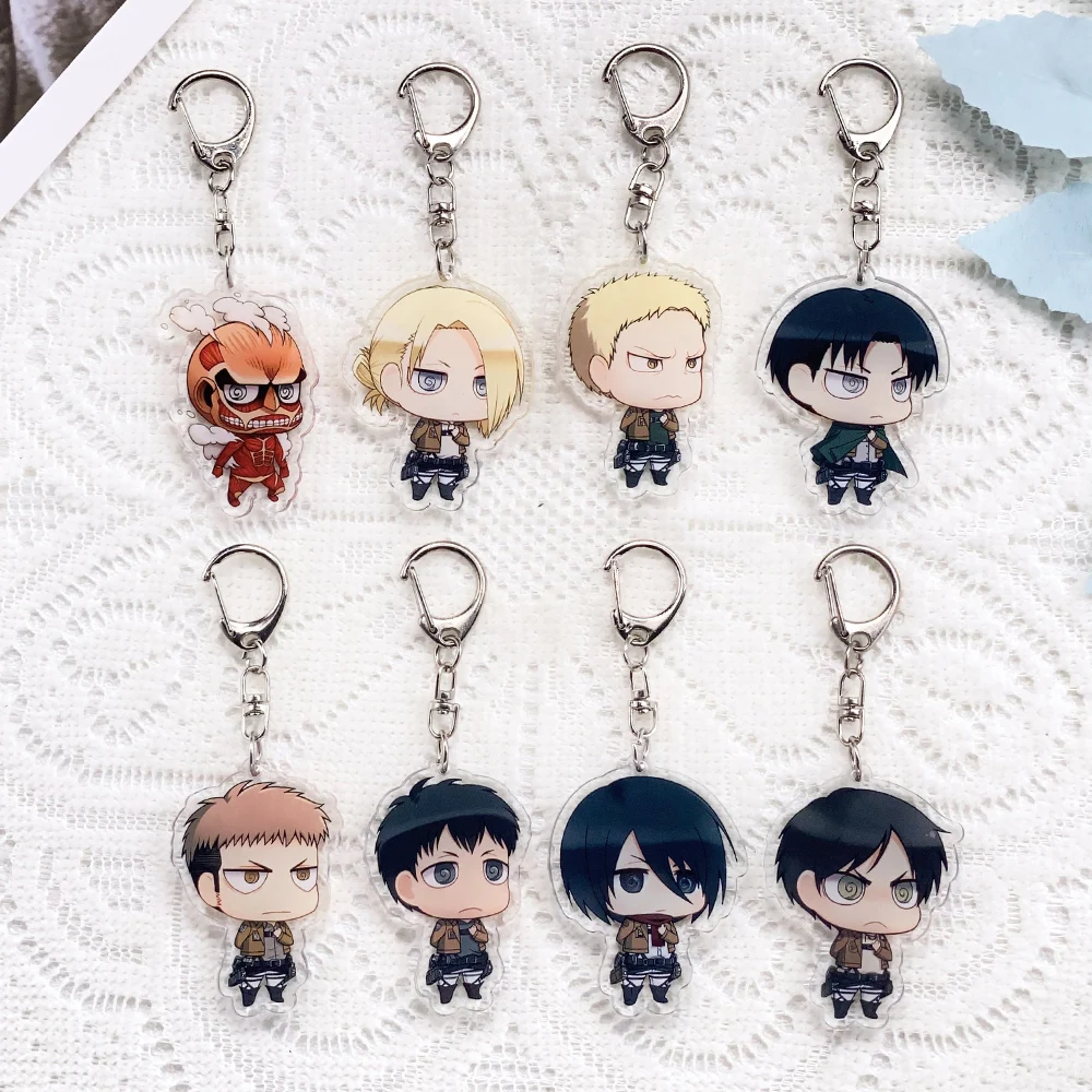 1/11PCS Anime Characters Attack on Titan Acrylic Keychain Accessories Keyrings Friends Gifts Funny Bag Charms Backpack Pendant