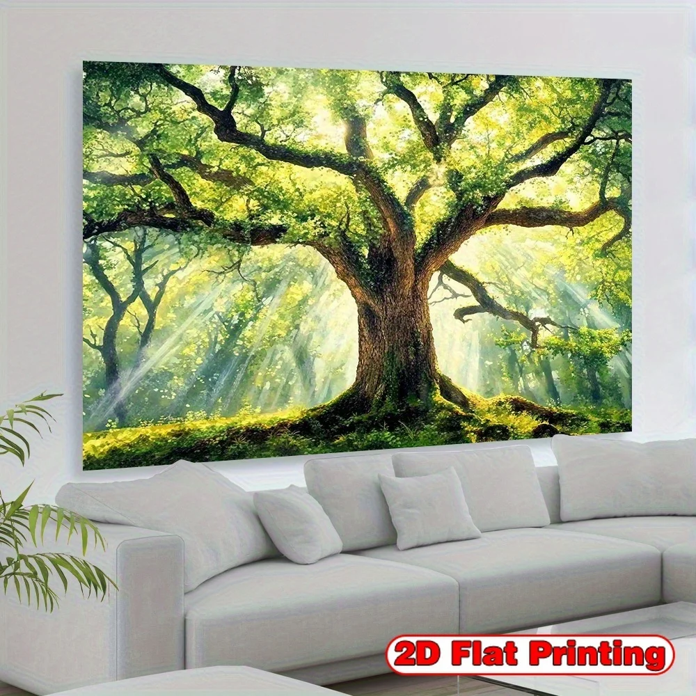 Premium Sunlight Forest Tree Canvas Print Nature Wall Art Abstract Woodland Jungle Tapestry Decor Home Living Room Aesthetic Roo