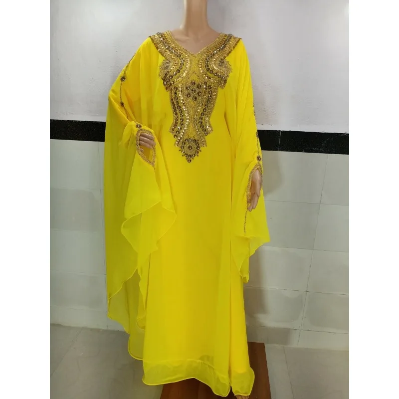 

Moroccon Yellow Glass Stone Dubai Kaftan Abaya Farasha Fashion Trends