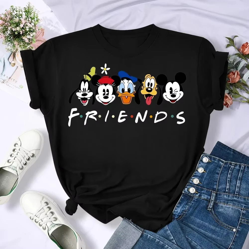 

Fashion Mickey Minnie Family Vacation T Shirt Woman Kawaii Donald Duck Daisy Print Tee Clothes Casual Women T-shirt Tops