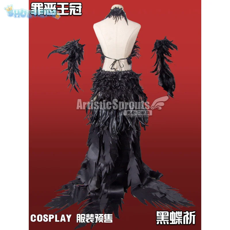 

Аниме Guilty Crown Inori Yuzuriha, карнавальный костюм, черное платье с перьями дьявола, сексуальный женский наряд для взрослых, ролевая вечеринка на Хэллоуин