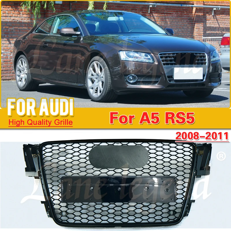 Front Sport Hex Mesh Honeycomb Hood Grill for A5/S5 2008 2009 2010 2011 For RS5 Style Front Grille Ventilation Net