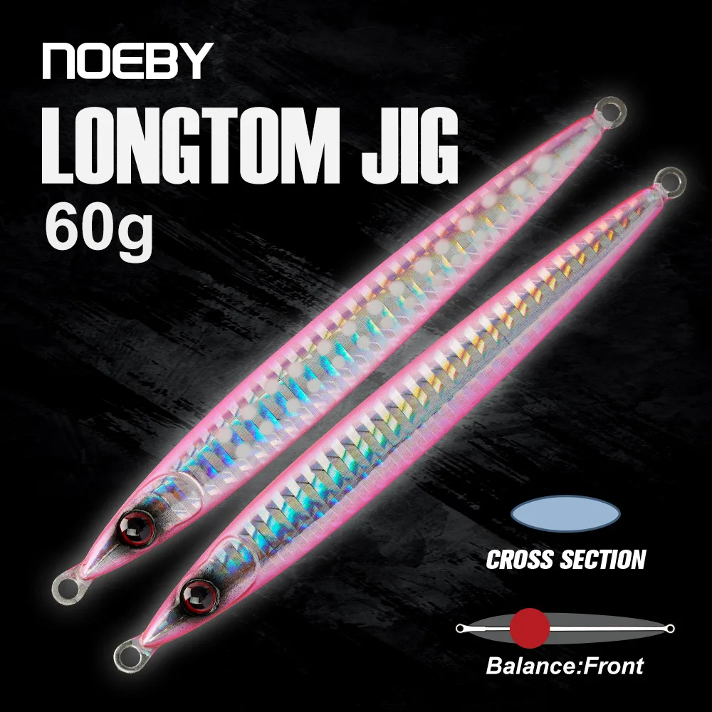 NOEBY Longtom Jig Angelköder 108mm 60g Weitwurf-Salzwasser-Jigs Robuster Mittelknochen Stärkere Ufer-Jigging-Angelköder