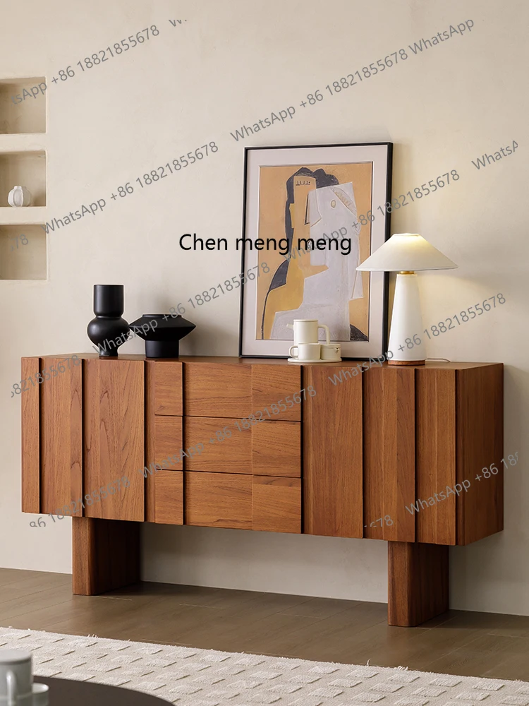 

Solid wood veneer side cabinet, retro teak veneer simple restaurant locker