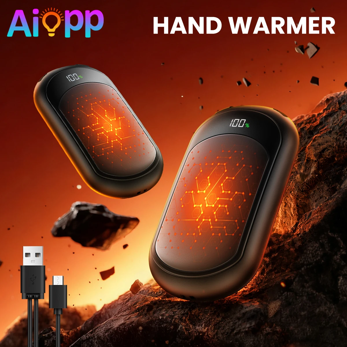 2 pacchi di scaldamani elettrici ricaricabili, riscaldamento intelligente certificato UL, 3 livelli di calore, riscaldatore portatile ultra sottile da tasca per viaggi invernali, uso quotidiano e