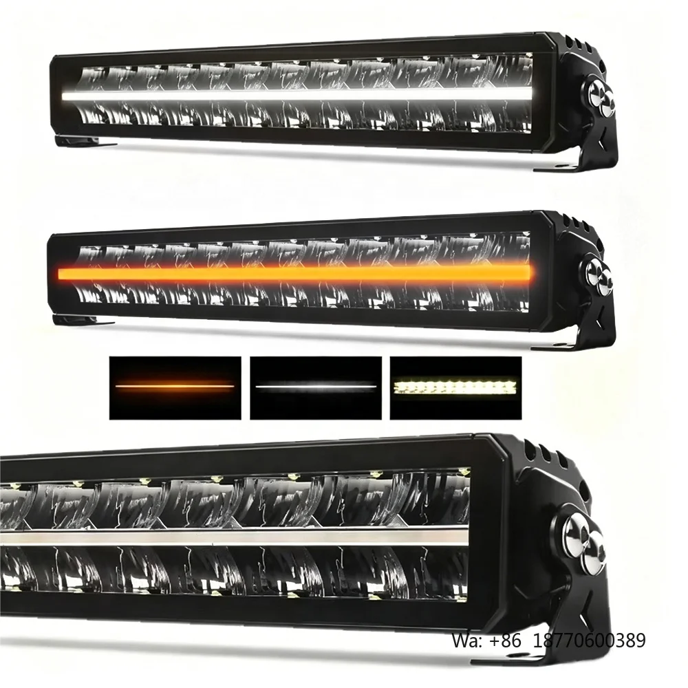12/22/32/42 Inch LED Offroad Light Bar Emark Amber DRL IP68 Dual Row LED Driving Light Bars for 4x4 Off-road Vehicle Truck ATV