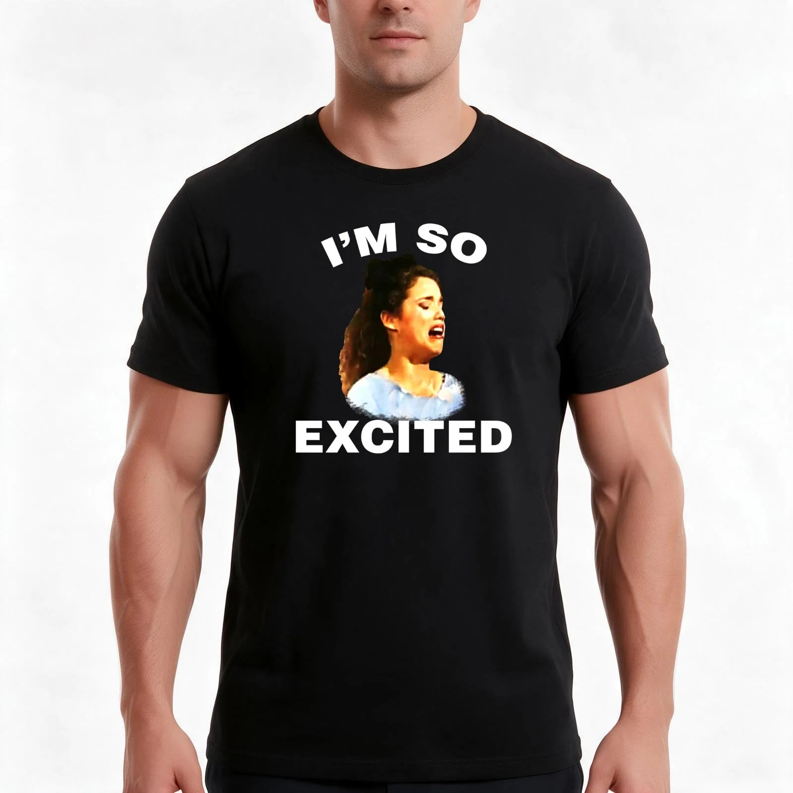 So Excited T-Shirt, Summer Casual Cotton Tee, Oversized Streetwear Tops, Vintage Graphic Print, Loose Fit Short Sleeve