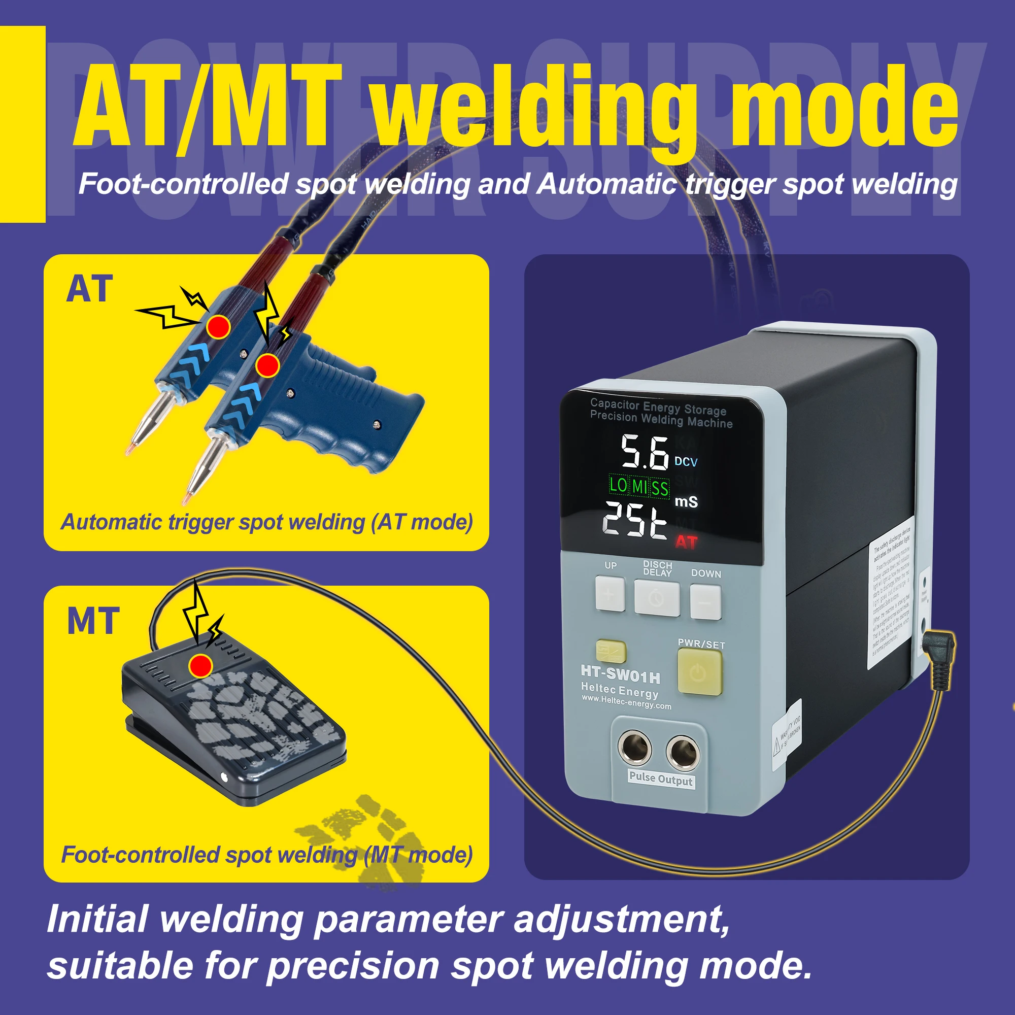 Heltec HT-SW01H 21KW Peak 3500A Peak Spot Welder Portable Battery Welding Machine for 18650 Lithium Battery Packs