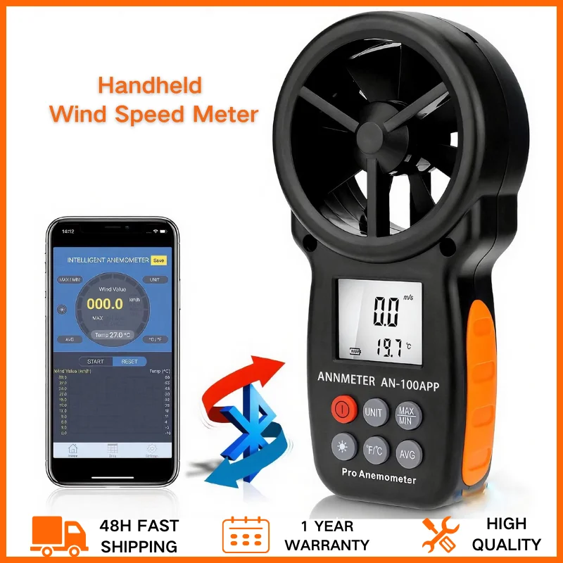 

BT-100APP Bluetooth Anemometer-Handheld Wind Speed Meter with Wireless Connectivity for Wind Chill & Air Velocity Measurement