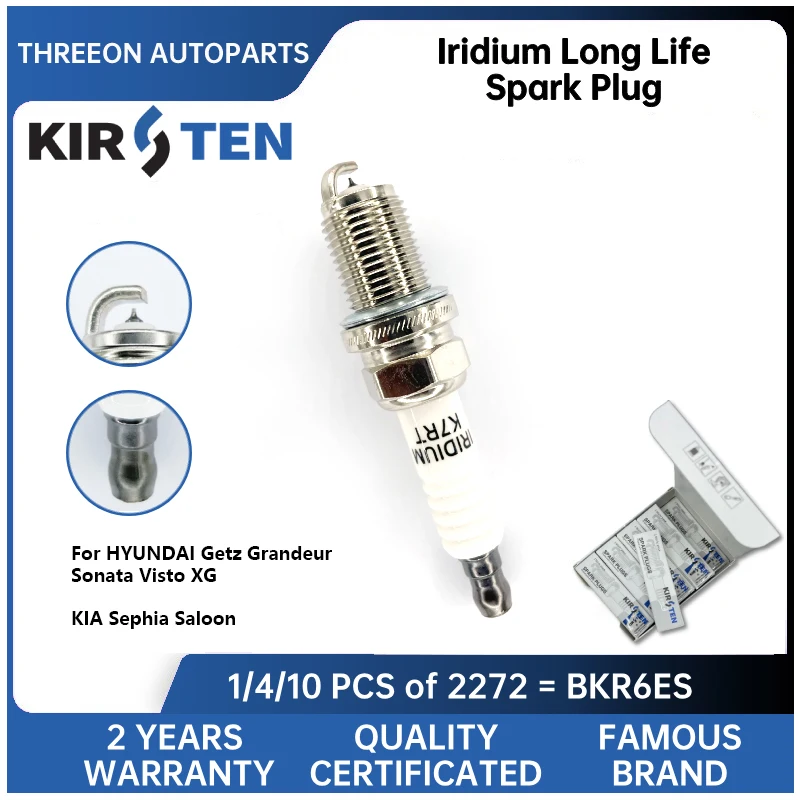 

KIRSTEN Iridium Spark Plug for HYUNDAI Getz Grandeur Sonata Visto XG KIA Sephia Saloon 1771012930 FR7KPP33U 0242236544 KSP2272