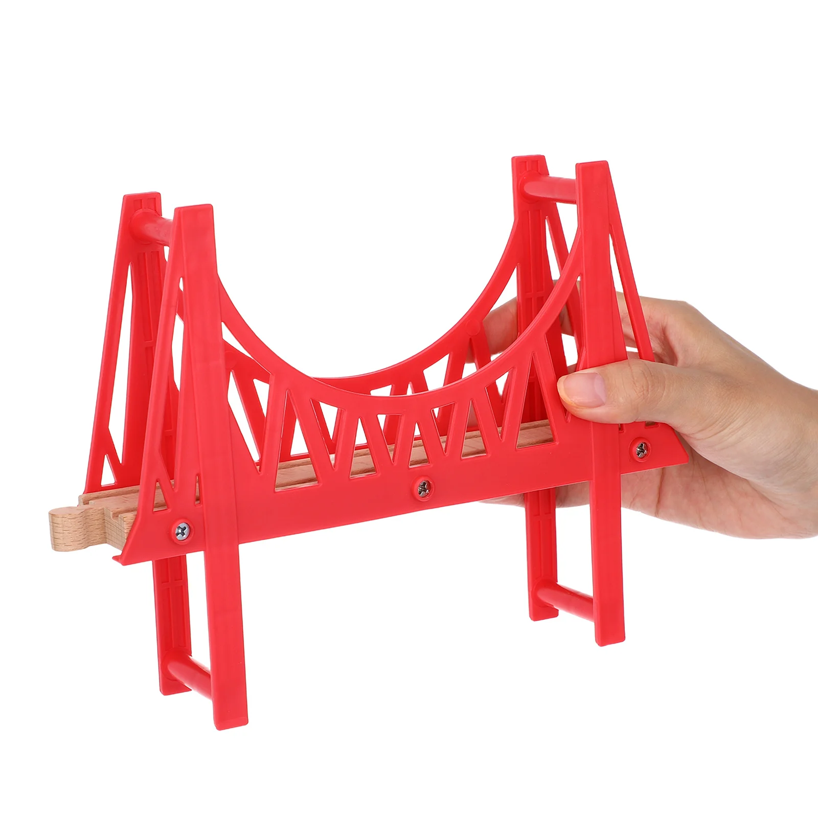 Trilho de trem de madeira, ponte removível, acessórios ferroviários para casa e escola, jogo criativo, trilha de trem de madeira