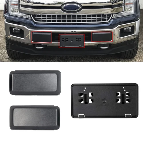 Imagen 1 del producto Protector de parachoques delantero, cubierta de inserción, soporte de montaje de licencia para Ford F150 2018 2019 2020
