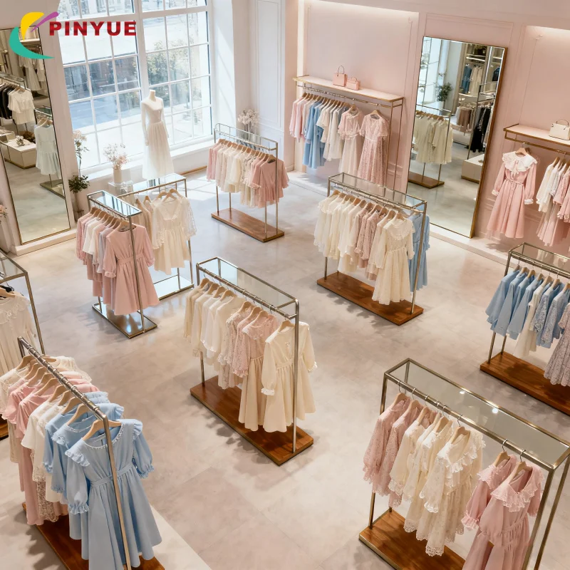 custom.High-End Display Stand Retail Fixture Apparel Display Island Layout Furniture Custom Lady Clothing Garment Store Display