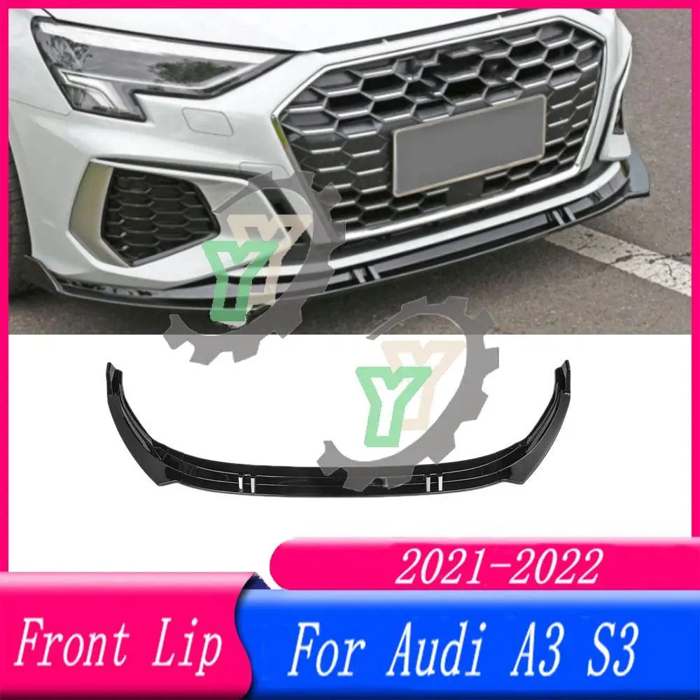 

3PCS Car Accessories Front Bumper Lip Spoiler Splitter Diffuser Detachable Body Kit Cover Guard For Audi A3 S3 Sport 2021 2022