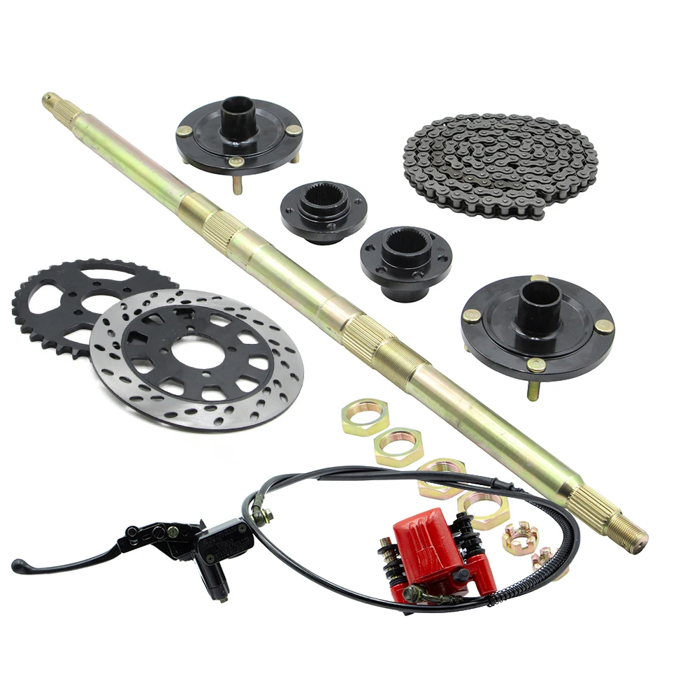 820mm Rear Axle Complete Assembly 530 Chain 35T Sprocket & Hydraulic Brake Kit For GY6 150 200 250cc Electric ATV UTV Buggy Quad