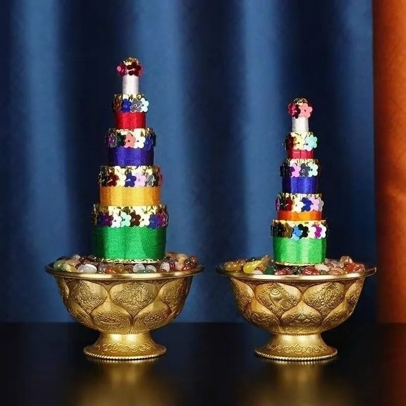 13cm Five-color Incense Tower Tibetan Auspicious Eight Supply Tower Incense Home Indoor Buddhist Hall Tabletop Offering Ornament