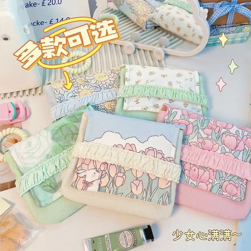 1pc bella borsa portaoggetti per assorbenti igienici borsa portaoggetti cosmetica portatile borsa con motivo floreale custodia da viaggio