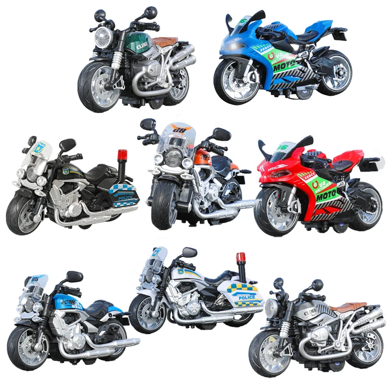 

1:12 8 Styles Plastic Pullback Sound and Lighting City Police Motorcycle Diecast Off-road Vehicle Toys for Children Boys Gifts