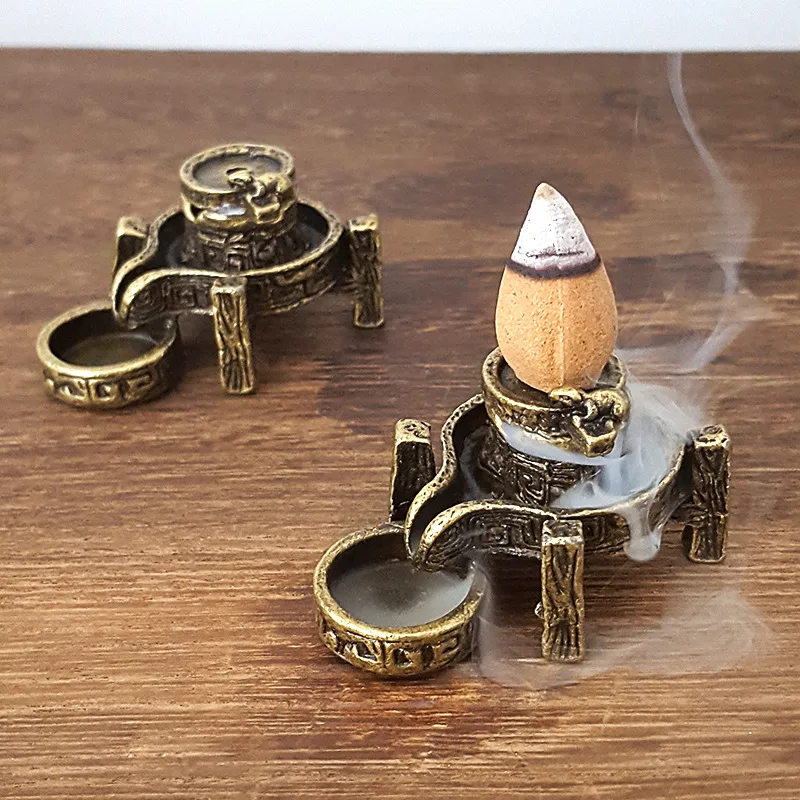 Metal Backflow Incense Holder Waterfall Incense Burner Household Mini Tower Incense Holder Tea Ceremony Antique Small Ornaments