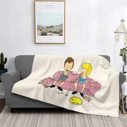 Beavis and Butt Head TV Blanket Flannel Meme Funny Snacks On Graphic Cozy Soft FLeece Bedspread