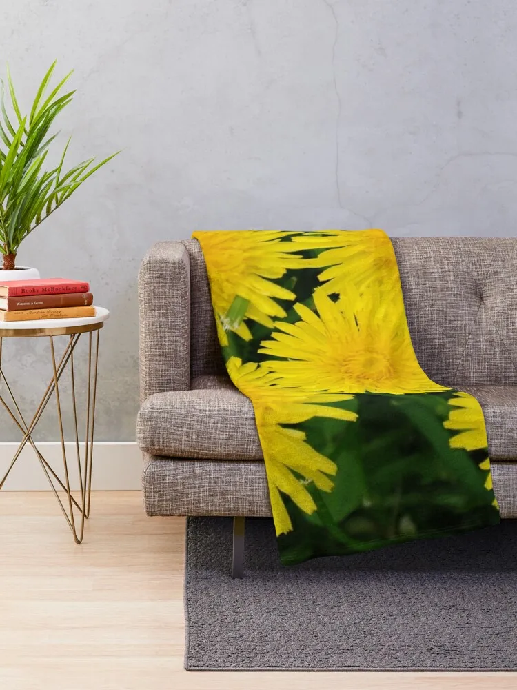 NO MOW MAY DANDELIONS c2024 Steve Yellowbear Fine Art Throw Blanket Heavy Loose Moving Thin Blankets