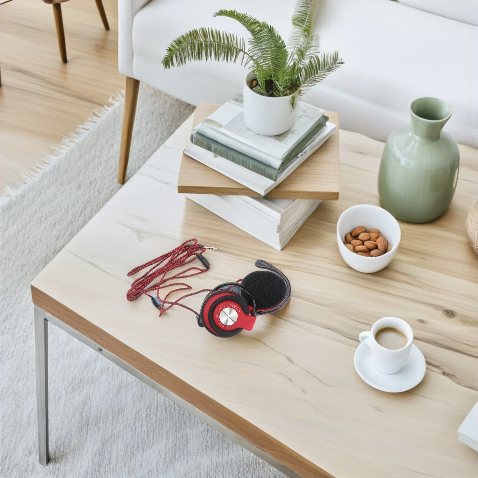 

Wireless Ear Hook Headphones Sport Stereo Earbuds 3.5Mm Plug Red Durable Cable Surround Fit For Phone Computer