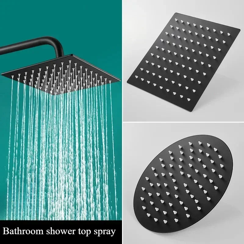 

Square/Round Stainless Steel Ultra-thin Showerheads Pressurized Rainfall Shower Head for Bathroom Faucet Replacement Parts