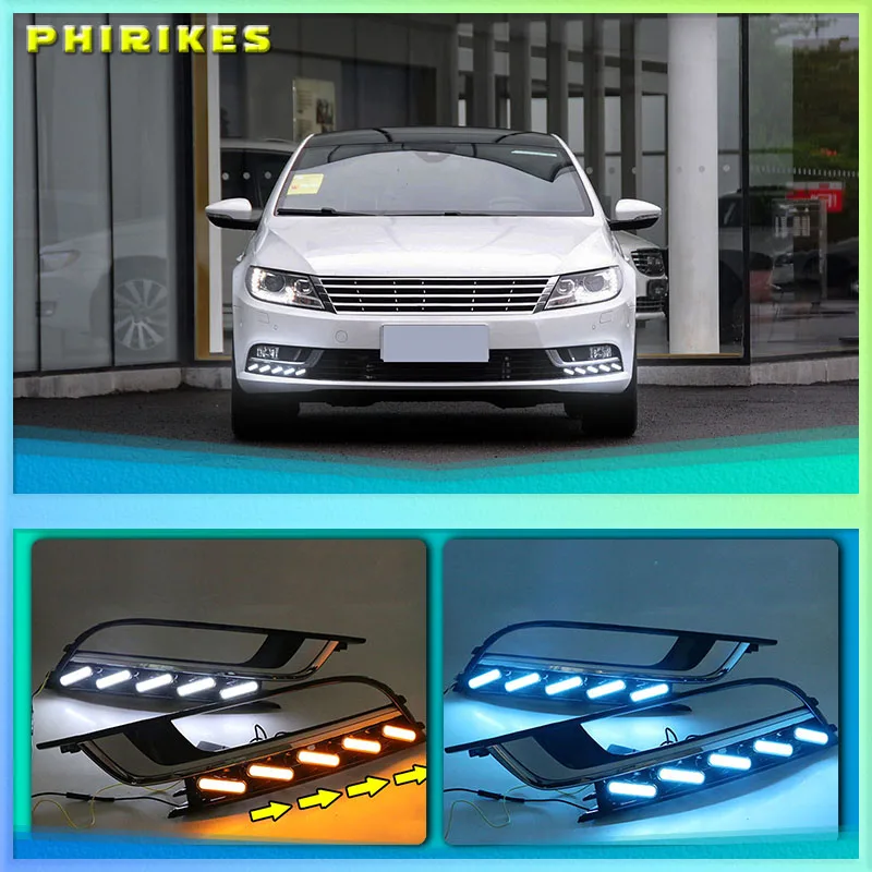 

2PCS Car light For VW PASSAT CC 2014-2018 LED DRL Daytime running lights with fog lamp cover