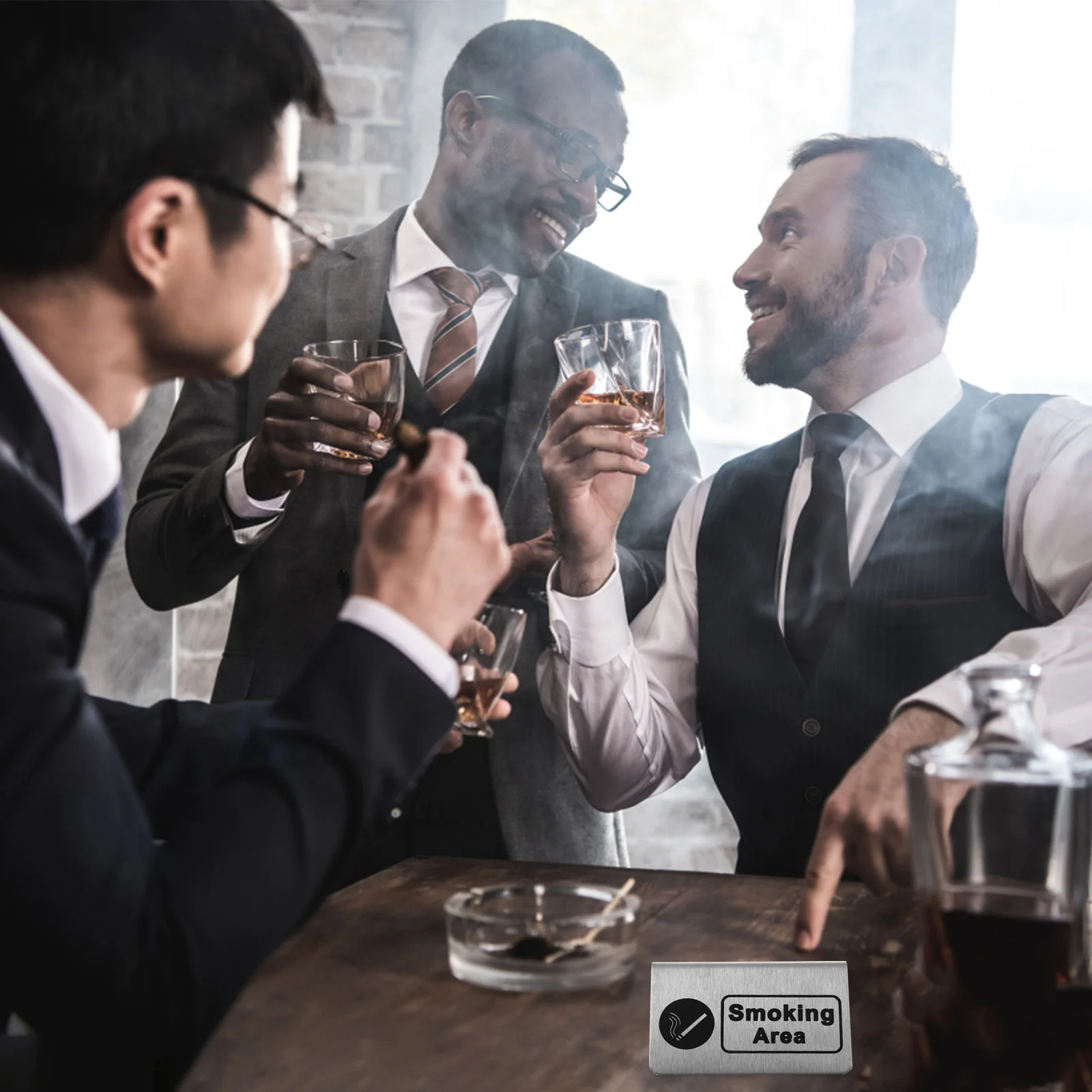 

Smoking Area Sign Stainless Steel Durable For Restaurant Banquet Mall Outdoor Indoor Use Smoke Zone Indicator No Smoking Divider