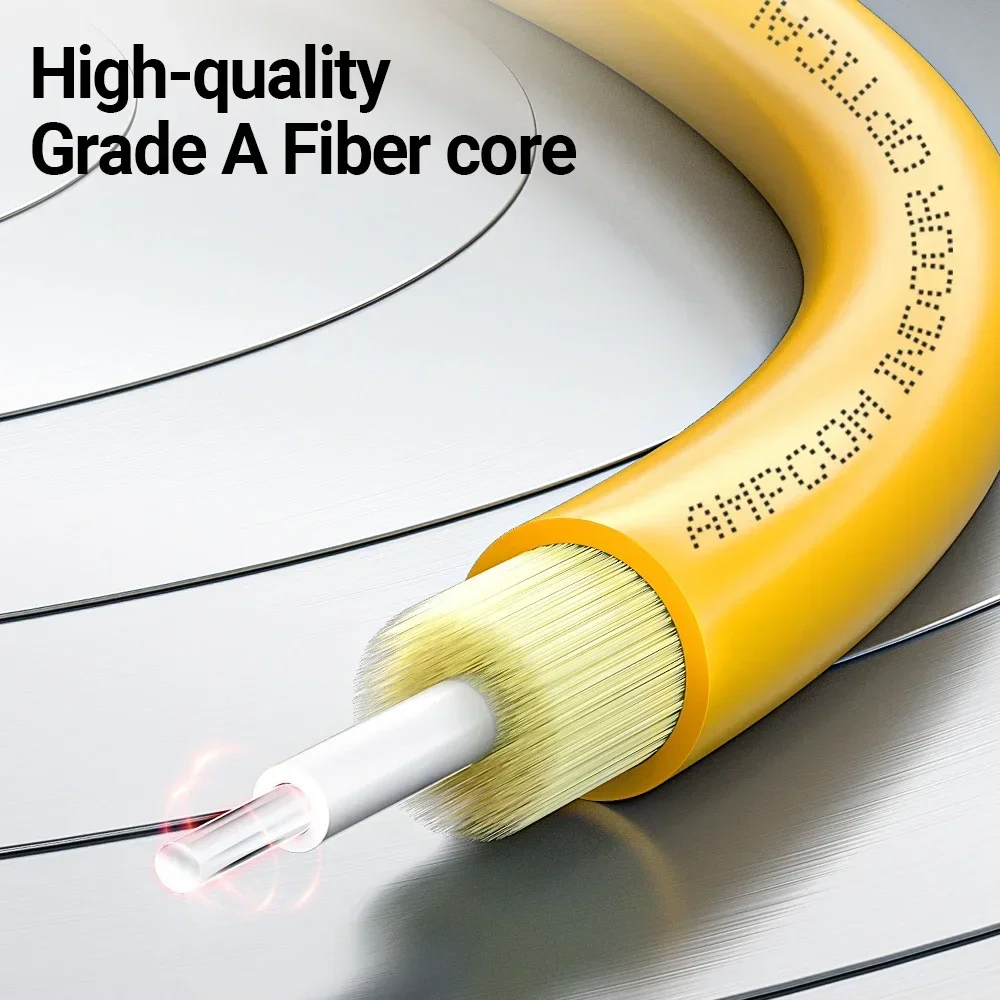 AMPCOM LC a LC UPC Fibra óptica, cable de conexión dúplex monomodo SMF 9/125μm Cable de fibra óptica insensible de 3,0 mm con curva monomodo