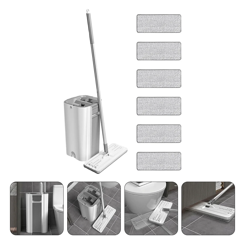 

Mop Cleaning Tool and Bucket Kit Dust Mops Floor Broom Household Stainless Steel Fiber for Home