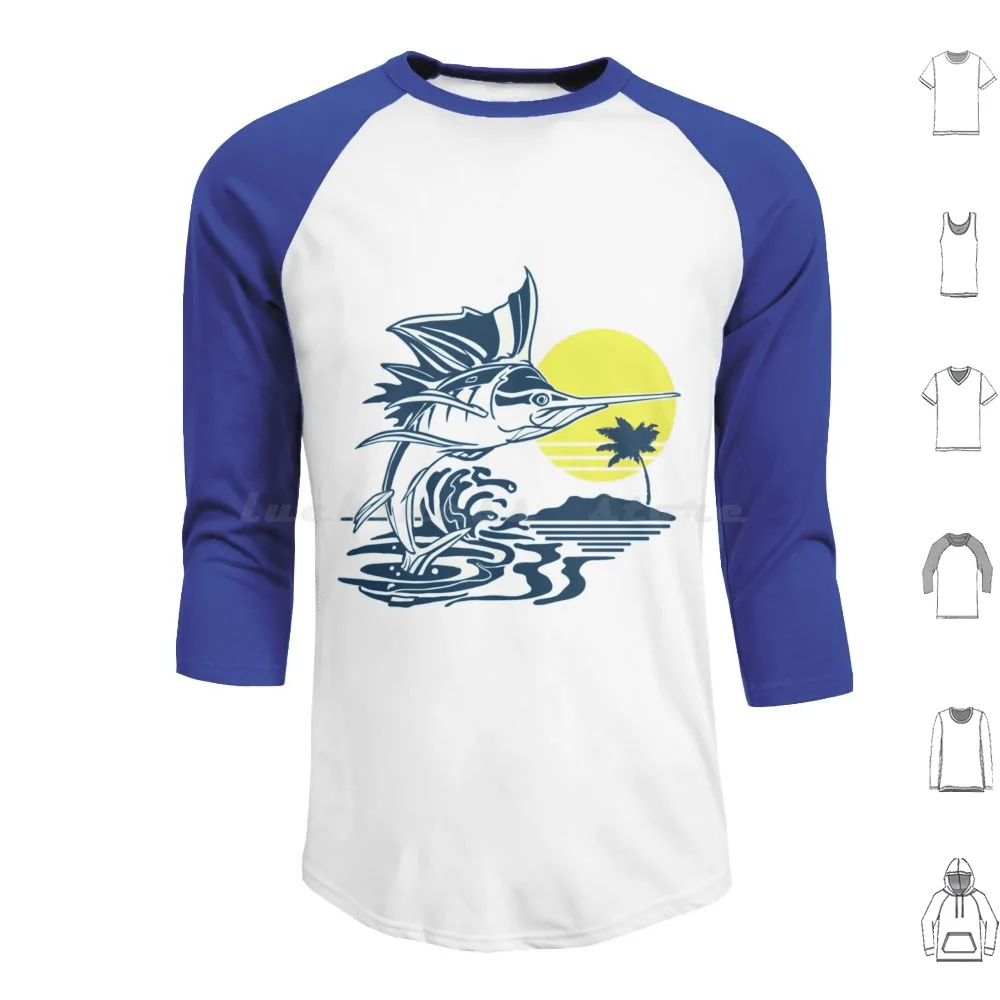 Sailfish And Sunset Hoodie cotton Long Sleeve Sailfish Fish Sunset Random Cool Awesome Fishing Fishes Hooked Hooks