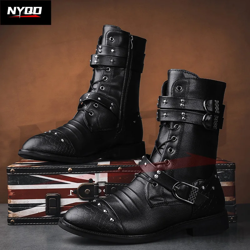 2024 New Mid Barrel Boots Honorary Boots Motorcycle Men\'s Performance Boots motorcycle shoes botas moto 37-45size moto shoes
