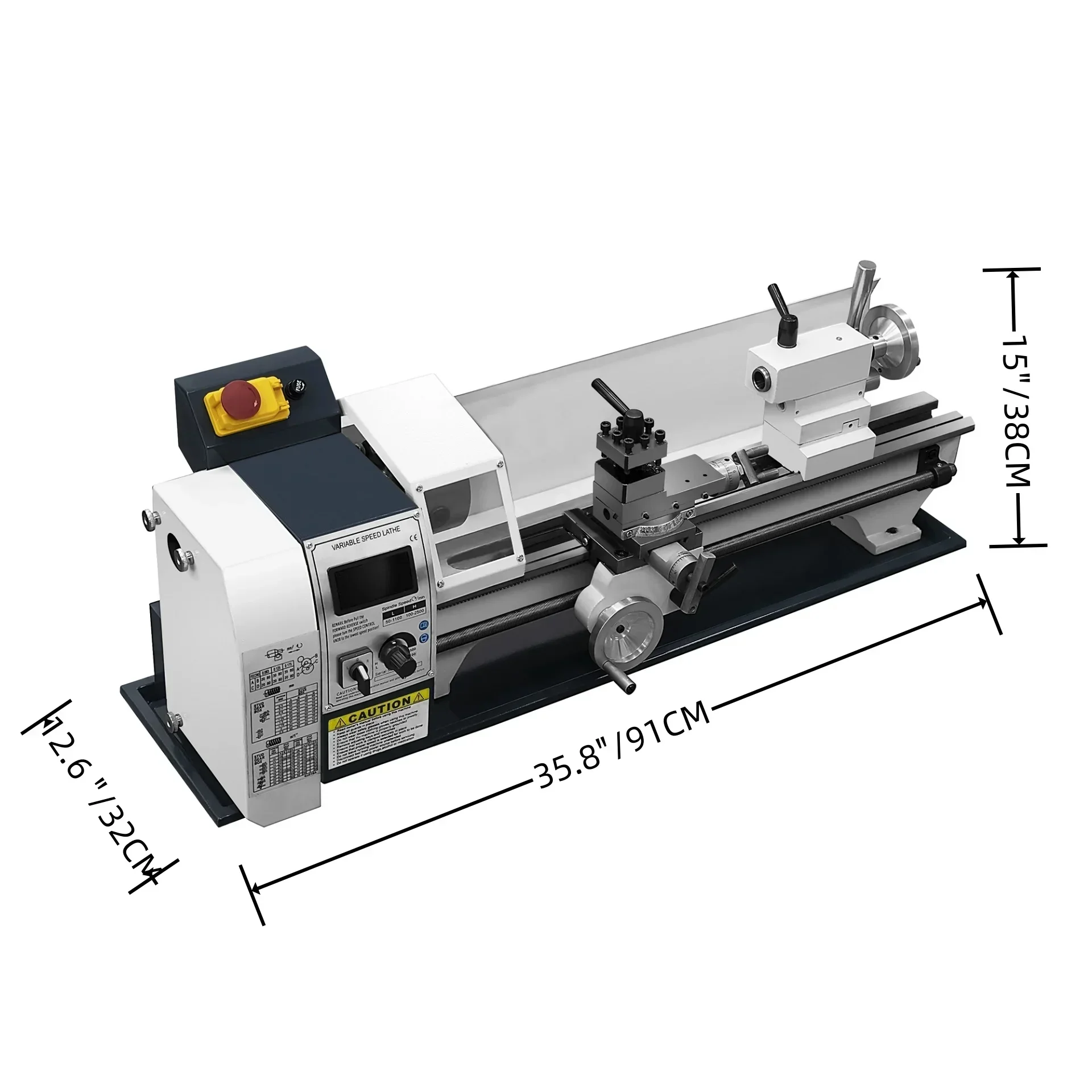 SIHAO Metalen Draaibank Mini Draaibank Borstelloze Geborsteld Variabele Snelheid 750 W-1500 W Voor DIY Metalen Draaien Maken metrische Draden