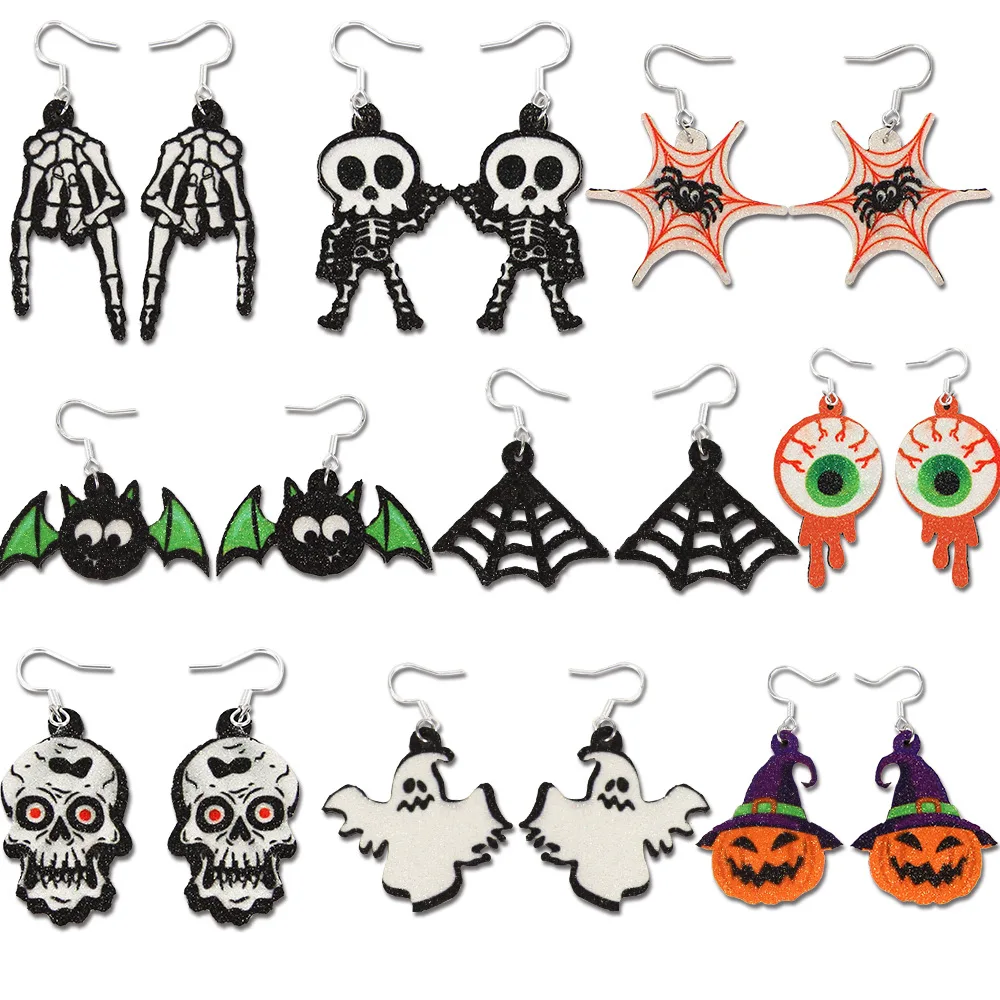 Cross-Border New Halloween Earrings, Spider Bat Earrings, Party Decorations For Adults And Children, Scary And Funny Earrings