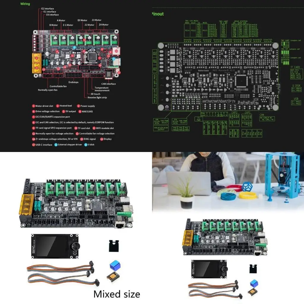 

R53C Принтер Запчасти и аксессуары Monster8 V2 Управляющая плата 8AXIS 32 -битная материя